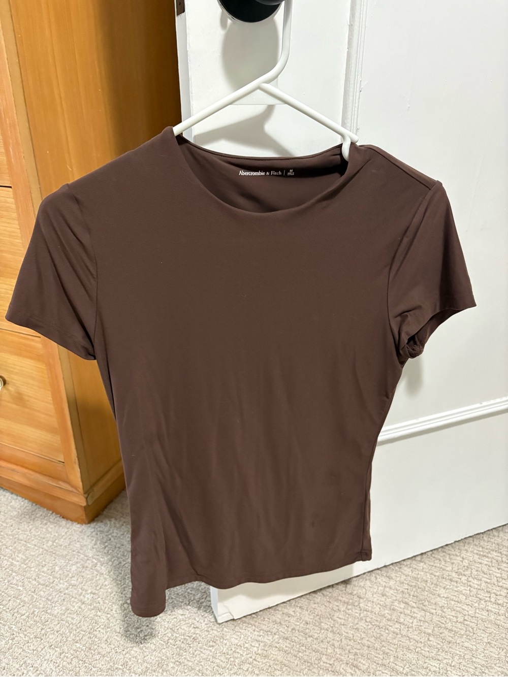 Abercrombie & Fitch Women's Chocolate Brown Short-Sleeve Tee